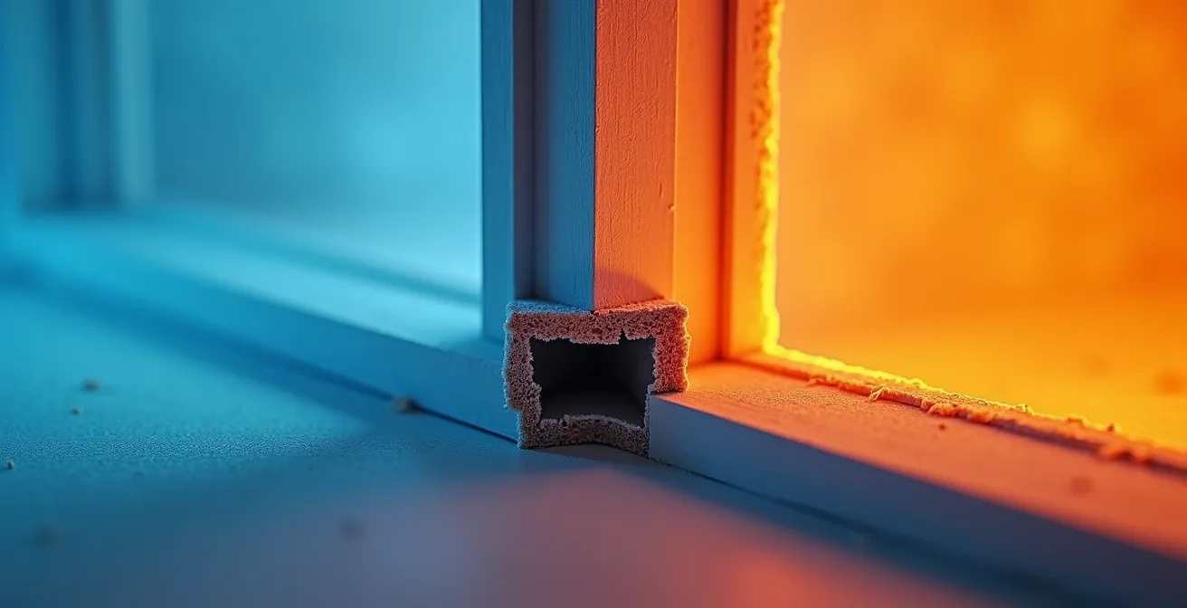 Doorsnede technisch detail correcte raaminbouw bij gevelisolatie