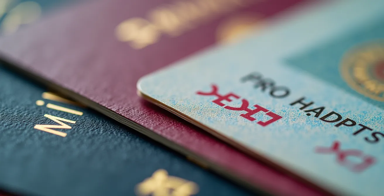 Close-up van een paspoort met geldigheidsdatum en stempels