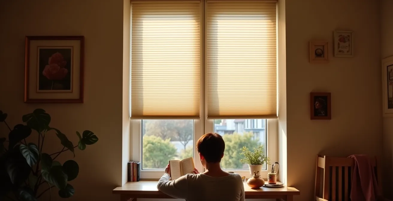 Top-down/bottom-up plissé gordijn halfopen voor privacy en licht