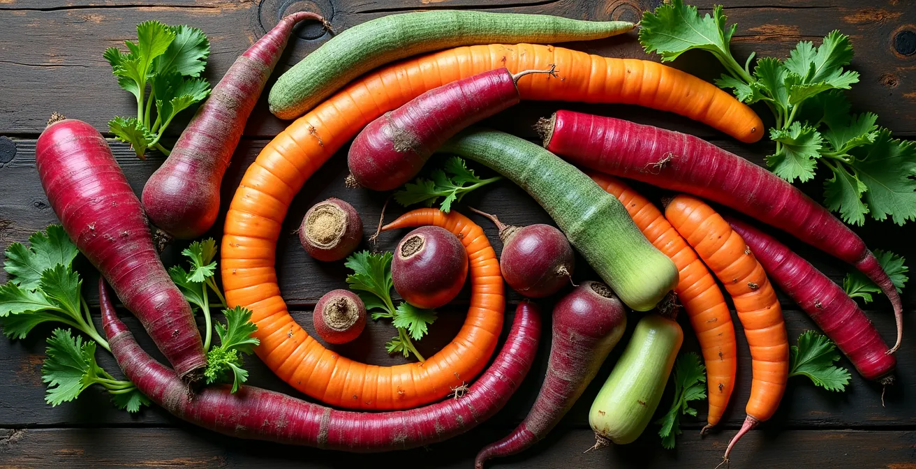 Mand met kleurrijke Belgische wintergroenten voor energie